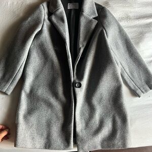 Zara Gray Trench Coat Wool-Blend Mid-Length